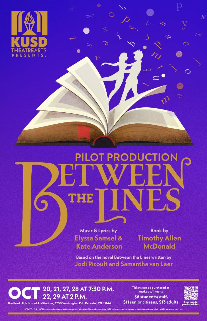 Between The Lines, Book: Timothy Allen McDonald, Music/Lyrics: Kate  Anderson, Elyssa Samsel (Bradford Theatre), Starts on Saturday, Oct 28th  2023, 7:30pm CDT - Purplepass